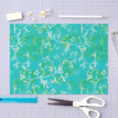 Blauw en groen Damask Tissuepapier (Craft)