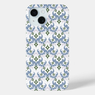 blauw en groen damast ornament pointillisme