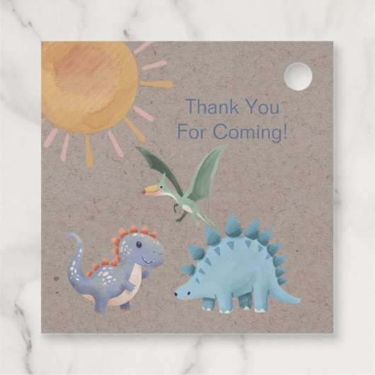 Blauw en Groen Dinosaurus Jongen Baby shower Dank Bedankjes Labels (Achterkant)