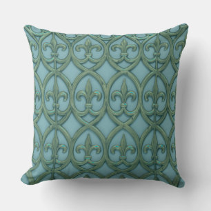 Blauw en groen Fluer-de-lis patroon Kussen