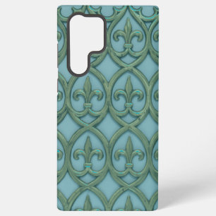 Blauw en groen Fluer-de-lis patroon Samsung Galaxy Hoesje