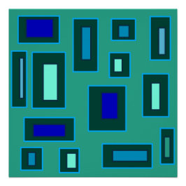 Blauw en groen geometrisch ontwerp perfect poster