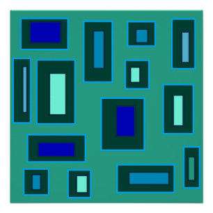 Blauw en groen geometrisch ontwerp perfect poster