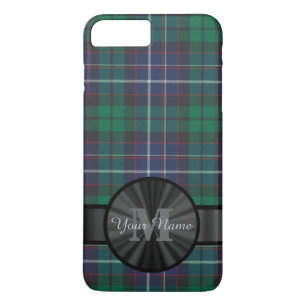 Blauw en groen geplakt tartan monogram iPhone 8 plus / 7 plus hoesje