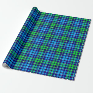 Blauw en groen geruit tartan marineblauw cadeaupapier