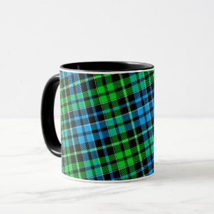 Blauw en groen geruit tartan zwart  mok