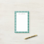 Blauw en Groen Geruite Gepersonaliseerde Post-it® Notes (Op bureau)