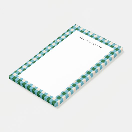 Blauw en Groen Geruite Gepersonaliseerde Post-it® Notes (Schuin)