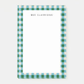 Blauw en Groen Geruite Gepersonaliseerde Post-it® Notes (Voorkant)