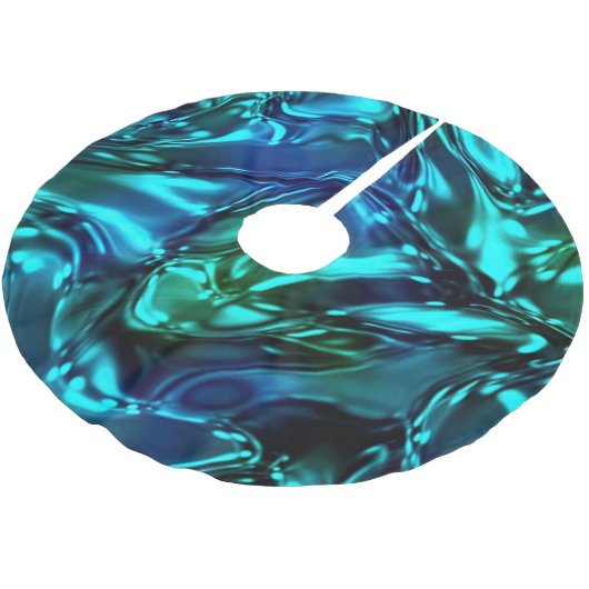 Blauw en Groen Golvend Metallic Look Kerstboom Rok (Gekanteld)