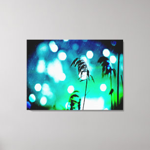 Blauw en groen grasdrama Sparkle Wrapped Canvas Afdruk