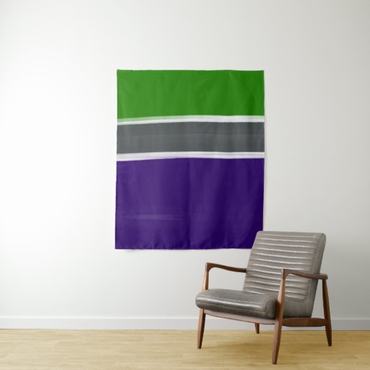 Blauw en Groen Kleurenblokkunst Wandkleed (In situ)