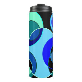 Blauw en groen kruisende cirkels ontwerp thermosbeker