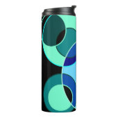 Blauw en groen kruisende cirkels ontwerp thermosbeker (Gedraaid links)