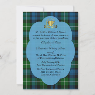 Blauw en groen lampje Tartan Pset Custom Wedding Kaart