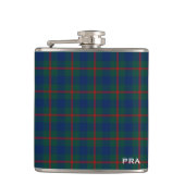 Blauw en groen LAN Agnew Tartan Monogram Heupfles (Voorkant)