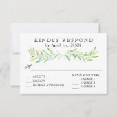 Blauw en Groen Laurel Wreath Bruiloft RSVP (Voorkant)