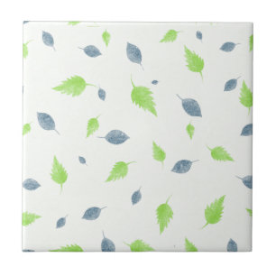 Blauw en groen lederen patroon tegeltje