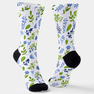 Blauw en Groen Lentebloemmotief Sokken