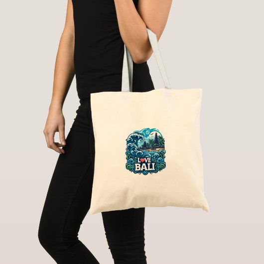 Blauw en Groen Liefde Bali Tote Tas (Voorkant (product))