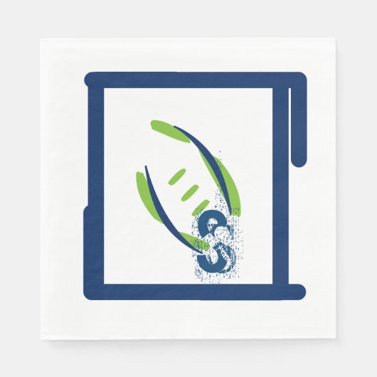 Blauw en groen Luuncheon Napkins-Splash Initiaal Servetten (Voorkant)