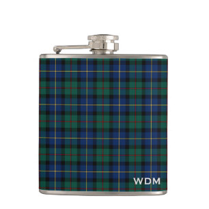 Blauw en Groen MacLeod van Skye Clan Plaid Monogra Heupfles