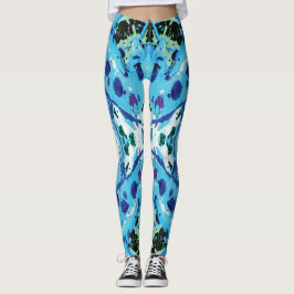 Blauw en Groen Mariene Biologie Splatter Leggings