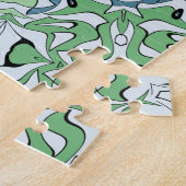 Blauw en groen medaillonpatroon legpuzzel (Zijkant)