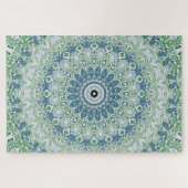 Blauw en groen medaillonpatroon legpuzzel (Horizontaal)