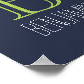 Blauw en groen monogram poster (Hoek)