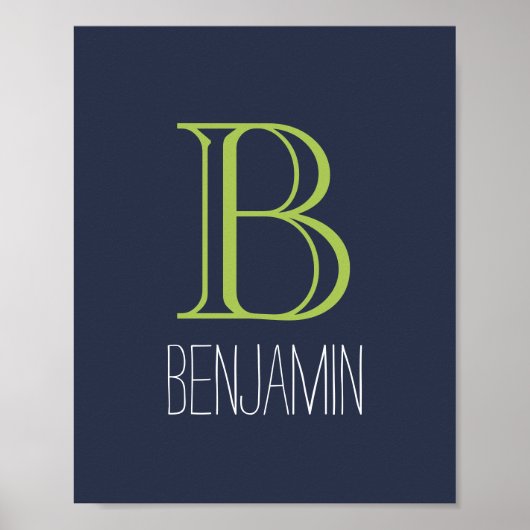 Blauw en groen monogram poster (Voorkant)