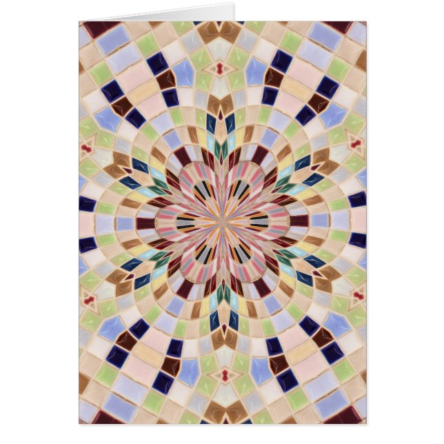 Blauw en Groen Mozaïek Kaleidoscoop (Voorkant)