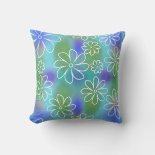 Blauw en groen naadloos bloempatroon  kussen