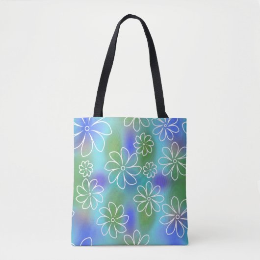 Blauw en groen naadloos Floral Patroon Draagtas (Voorkant)