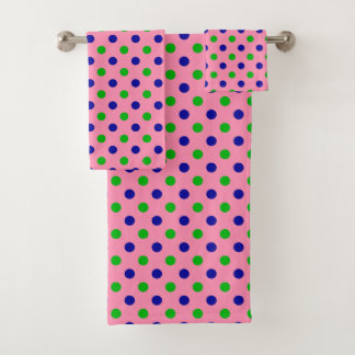 Blauw en groen op roze polka stippen patroon bad handdoek
