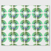 Blauw en groen Open House Gift Wrap Cadeaupapier (Vlak)