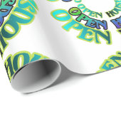Blauw en groen Open House Gift Wrap Cadeaupapier (Rol Hoek)