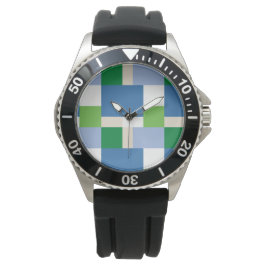 blauw en groen patroon horloge
