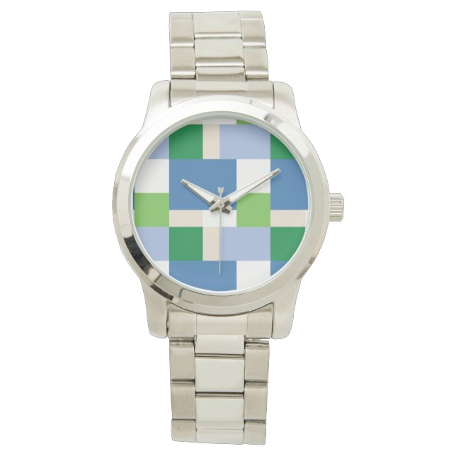 blauw en groen patroon horloge (Voorkant)