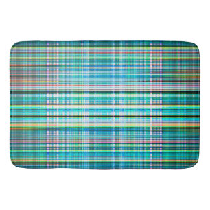 Blauw en groen patroon van ruwe strepen badmat