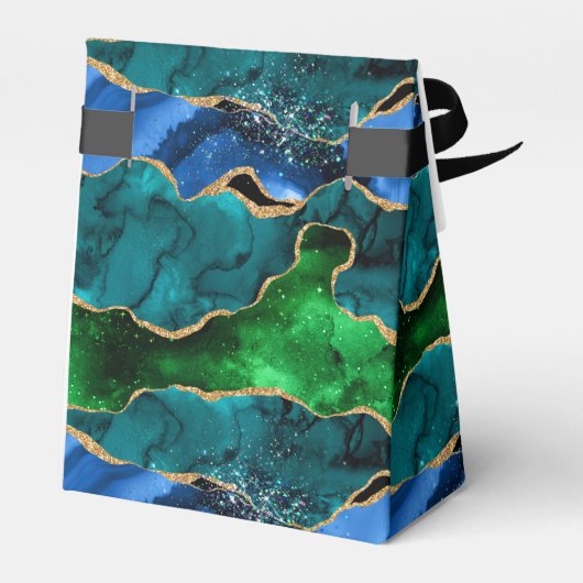 Blauw en Groen Peacock Agaat Verjaardag Dank u Bedankdoosjes (Achterkant)