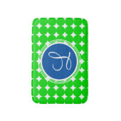Blauw- en Groen Polka Dot Monogram Badmat (Voorkant Verticaal)