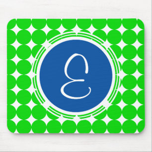 Blauw- en Groen Polka Dot Monogram Muismat
