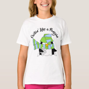 Blauw en groen scharnier - zoals een pinguïn t-shirt