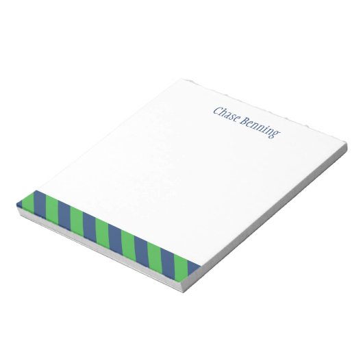 Blauw en groen Stropdas Stripes Aangepast Notitieb Notitieblok (Gedraaid)