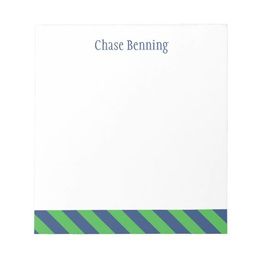 Blauw en groen Stropdas Stripes Aangepast Notitieb Notitieblok (Voorkant)