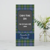Blauw en groen tartan plaid bruiloft programma (Staand voorkant)