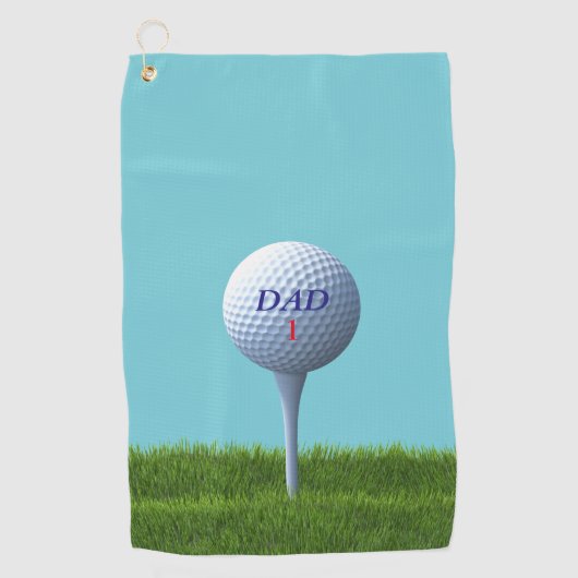Blauw en Groen Teeding Off Custom DAD Monogrammed Golfhanddoek (Voorkant)