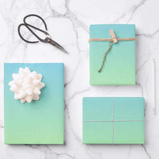 Blauw en groen verloop inpakpapier vel (Voorkant)
