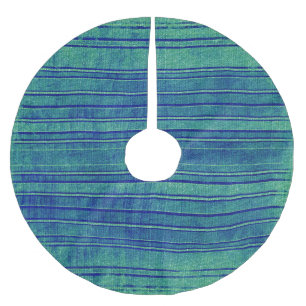 Blauw en Groen Verstrekte Streepjespatroon Kerstboom Rok